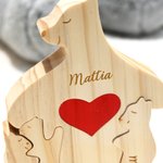 Puzzle in legno personalizzato con base e 2-9 nomi orso polare decorazione per scrivania regalo di compleanno e anniversario per famiglia
