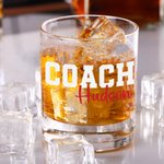 Personalized Thanks Coach Old Fashioned Rocks 10 oz Whiskey Glass with Name and Text End of Season Birthday Appreciation Gift for Coach