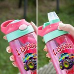 Gepersonaliseerde Extreme Stunt Truck 16 oz Kid Waterfles met Rietje Initiaal en Naam Verjaardag Terug naar School Cadeau voor Jongens Meisjes