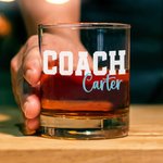 Personalized Thanks Coach Old Fashioned Rocks 10 oz Whiskey Glass with Name and Text End of Season Birthday Appreciation Gift for Coach