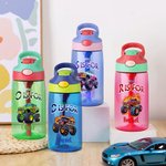 Gepersonaliseerde Extreme Stunt Truck 16 oz Kid Waterfles met Rietje Initiaal en Naam Verjaardag Terug naar School Cadeau voor Jongens Meisjes