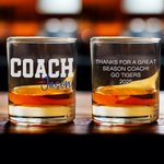 Personalized Thanks Coach Old Fashioned Rocks 10 oz Whiskey Glass with Name and Text End of Season Birthday Appreciation Gift for Coach