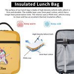 Personalized Cute Cartoon Monster Dinosaur Name Lunch Bag with Mesh Pocket Back to School Birthday Gift for Boys Girls