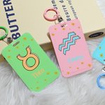 Personalized Zodiac Sign ID Badge Card Holder with Hanging Buckle and Name Travel Accessories Office Birthday Gift for Students Colleagues