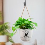 Personalised Dog Silhouette Forever Love Ceramic Succulent Plant Pot with Name and Bamboo Base Memorial Loss of Pey Gift for Dog Owners
