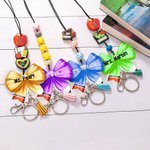 Personalisierte Bleistift Bogen Perlen Lanyard Schlüsselanhänger mit Namen zurück zu Schule Anerkennung Geschenk für Pädagogen Lehrer