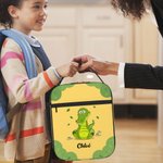 Personalized Cute Cartoon Monster Dinosaur Name Lunch Bag with Mesh Pocket Back to School Birthday Gift for Boys Girls