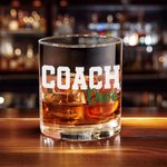 Personalized Thanks Coach Old Fashioned Rocks 10 oz Whiskey Glass with Name and Text End of Season Birthday Appreciation Gift for Coach