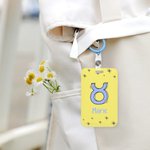 Personalized Zodiac Sign ID Badge Card Holder with Hanging Buckle and Name Travel Accessories Office Birthday Gift for Students Colleagues