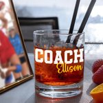 Personalized Thanks Coach Old Fashioned Rocks 10 oz Whiskey Glass with Name and Text End of Season Birthday Appreciation Gift for Coach