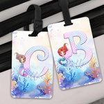 Personalisierte Fantasy Meerjungfrau Prinzessin Unterwasserwelt Gepäckanhänger mit Namen Reisezubehör Geburtstag Geschenk für Mädchen Frauen