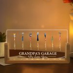 Personalized We Love You Repair Tools Design LED Night Light with 1-12 Names and Wooden Base Home Decor Father's Day Gift for Dad Grandpa