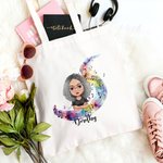 Personalized Watercolor Stave Musical Note Cartoon Character Canvas Bag with Name Anniversary Birthday Gift for Musician Friends Family