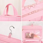 Henkilökohtainen Puffy tikattu kaksinkertainen vetoketju sulkeminen Multi-lokero Makeup Travel Bag nimi ja sisäänrakennettu koukku Business Trip syntymäpäivälahja naisille