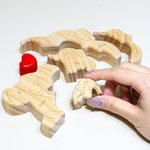 Puzzle d'Éléphants Personnalisé avec 2-5 Noms Gravés Décoration en Bois de Pin Cadeau Anniversaire Fête des Mères pour Famille Maman Grand-Mère