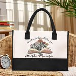 Borsa tote capiente in tela personalizzata in stile boho primaverile con motivi dei fiori di campo regalo di fine anno scolastico per insegnanti