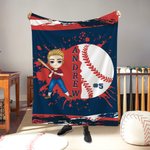 Personalisierte Multicolor Baseball Cartoon Charakter weiche Decke mit Name und Nummer Home Decor Geburtstagsgeschenk für Familie Baseball-Enthusiasten werfen