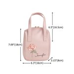 Personalized Birth Flower Name Portable PU Leather Makeup Bag with Handle and Multiple Compartments Travel Accessories Birthday Gift for Women Girls