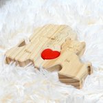 Gepersonaliseerde Houten Leeuw Familie Rode Hart Puzzel met 2-5 Namen Woondecoratie Verjaardag Jubileum Cadeau voor Familie