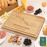 Personalized Airplane Heart Route FSC Bamboo Charcuterie Cutting Board with Names and Juice Groove Ship from USA Anniversary Gift for Couples Family