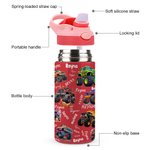Gepersonaliseerde Extreme Stunt Truck Naam 12 oz Kid geïsoleerde waterfles met handvat en siliconen rietje verjaardag terug naar school Gift voor jongens meisjes