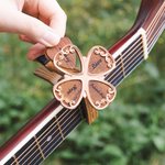 Personalised Four Leaf Clover Guitar Picks Capo Wooden Box Set with Text Guitar Accessory Birthday for Guitar Player Music Lover