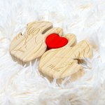 Gepersonaliseerde Schattig Zwanenfamilie Rood Hart Houten Puzzel met 2-5 Gegraveerde Namen Bureau Decoratie Verjaardag en Jubileum Cadeau voor Familie