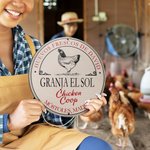 Cartel de madera personalizado con encanto rural y texto del gallinero decoración de granja regalo de inauguración para agricultores
