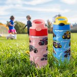 Gepersonaliseerde Extreme Stunt Truck Naam 12 oz Kid geïsoleerde waterfles met handvat en siliconen rietje verjaardag terug naar school Gift voor jongens meisjes