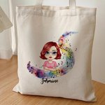 Personalized Watercolor Stave Musical Note Cartoon Character Canvas Bag with Name Anniversary Birthday Gift for Musician Friends Family