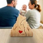Personalisiertes Wölfe Familie Holzpuzzle mit 2-4 Namen und Rotem Herz Tischdeko Muttertag Geburtstag Jahrestag Geschenk für Familie