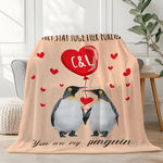 Personalisierte Sie sind mein Pinguin Herz Ballon weich werfen Decke mit Initialen Home Decor Geburtstag Valentinstag Jahrestag Geschenk für Paar