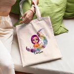 Personalized Watercolor Stave Musical Note Cartoon Character Canvas Bag with Name Anniversary Birthday Gift for Musician Friends Family