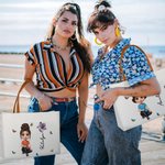 Personalisierte 3D Geburt Blume Cartoon Mädchen große Canvas Tote Bag mit Namen und Ledergriff Reise Essentials Geburtstag Geschenk für Frauen Mädchen