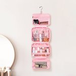 Henkilökohtainen Puffy tikattu kaksinkertainen vetoketju sulkeminen Multi-lokero Makeup Travel Bag nimi ja sisäänrakennettu koukku Business Trip syntymäpäivälahja naisille