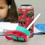 Gepersonaliseerde Extreme Stunt Truck Naam 12 oz Kid geïsoleerde waterfles met handvat en siliconen rietje verjaardag terug naar school Gift voor jongens meisjes