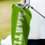 Personalised Cartoon Golf Character Name Waffle Golf Towel with Hanging Clip Sports Accessories Birthday Gift for Family Friends