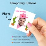 Personalized Waterproof Temporary Face Photo Tattoo Stickers with Name Set of 6 Bachelorette Party Birthday Wedding Favors Gift for Women Men