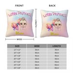 Personalized Colorful Cartoon Princess Coquette Bow Soft Throw Pillow Cover with Name Home Decor Birthday Gift for Kids