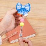 Personalized Bow Pencil Acrylic Beaded Retractable Badge Reel with Name Back to School Appreciation Teachers' Day Gift for Teachers Educators