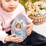 Uovo di Pasqua grande personalizzato con guscio d'uovo rotto nome e foto ritratto regalo ideale per cestini pasquali e feste per bambini