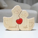 Puzzle in legno personalizzato tema famiglia di anatre con cuore rosso e 2-5 nomi decor da scrivania regalo di compleanno e anniversario per famiglia
