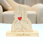 Puzzle de Lions en Bois Personnalisé avec 2-5 Noms et Texte Gravés Décoration de Bureau Cadeau Fête des Mères Anniversaire pour Famille Maman