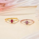 Bague Vintage Style Marquise Personnalisée avec Pierre de Naissance et Nom Bijoux délicats Cadeau Anniversaire pour Femme