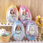 Uovo di Pasqua grande personalizzato con guscio d'uovo rotto nome e foto ritratto regalo ideale per cestini pasquali e feste per bambini