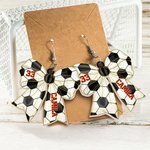 Personalized Creative Football Baseball Softball Sport Bow Acrylic Earrings with Name and Number Game Day Birthday Gift for Ball Sports Lovers