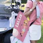 Personalised Cartoon Golf Character Name Waffle Golf Towel with Hanging Clip Sports Accessories Birthday Gift for Family Friends