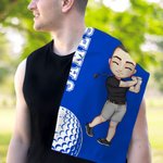 Personalised Cartoon Golf Character Name Waffle Golf Towel with Hanging Clip Sports Accessories Birthday Gift for Family Friends