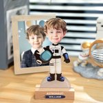 Personalized Cute Cartoon Astronaut Face Photo Ornament with Name and Wooden Base Nursery Home Decor Birthday Gift for Kids