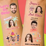 Personalized Waterproof Temporary Face Photo Tattoo Stickers with Name Set of 6 Bachelorette Party Birthday Wedding Favors Gift for Women Men